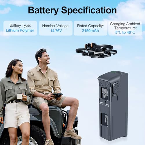 Fantasyo Intelligent Flight Avata 2 Battery Replacement 2150mAh 2 Pack 23 Minutes of Max Flight Time Compatible with DJI Avata 2 Drone