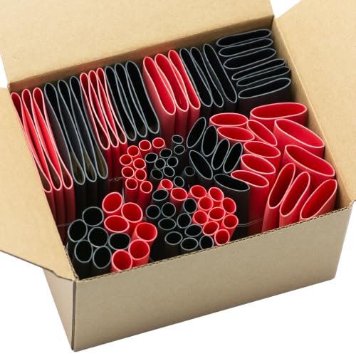 94PCS 8-Sizes 1-1/2 to 3/16 Inch 3:1 Heat Shrink Tubings Assortment Kit - color: 94pcs(Φ1-1/2~3/16"), Black&Red, size: Assortment Kit
