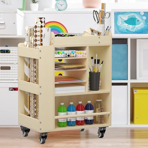 Art Cart Rolling Wood, Arts and Crafts Supply Organizer