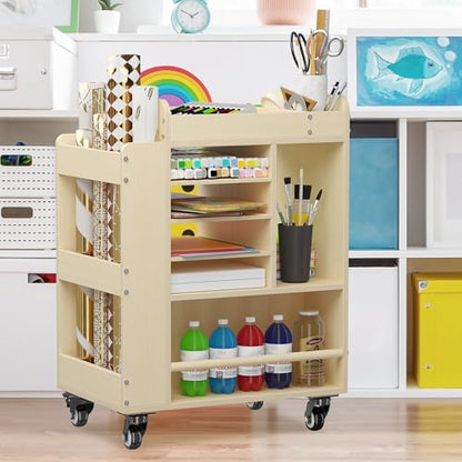 Art Cart Rolling Wood, Arts and Crafts Supply Organizer