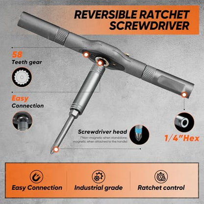 Saker 42-in-1 Magnetic Ratchet Screwdriver Set With T-Handle Grey - color: Grey