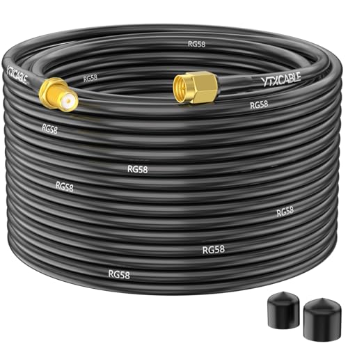 SMA Antenna Extension Cable, Male to Female RG58 Coaxial Jumper, 50 Ohm Pure Copper Low Loss for ADS-B SDR USB Dongle, Ham Radio, 4G 5G LTE Router (RG58 SMA Cable, 100FT) - color: RG58 SMA, size: 100FT