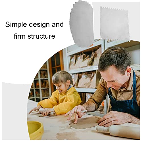 2 Pcs Serrated Scraper Crafts Tool Stainless Steel Pottery Clay Sculpture Scraper Ceramics Clay Sculpting Tools Kit for Sculpting Texturing Modeling