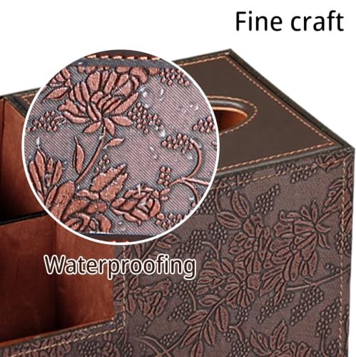 PU Leather Square Tissue Box Cover - Multi-Functional Tissue Box Holder - color: Retro
