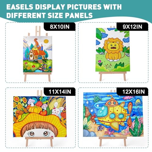 ESRICH 2 PCS 16in Wood Easels, Tabletop Easel for Painting Party - style: 16"-2P