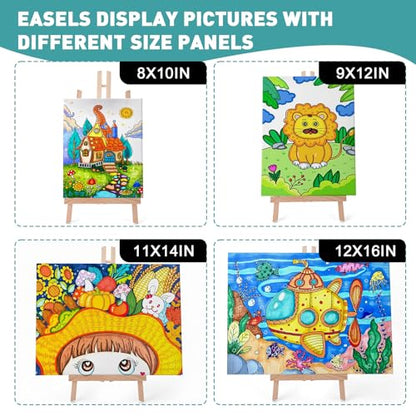 ESRICH 2 PCS 16in Wood Easels, Tabletop Easel for Painting Party - style: 16"-2P