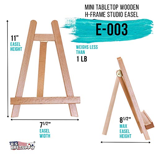 U.S. Art Supply 10.5" Small Wooden Tabletop Easel for Painting