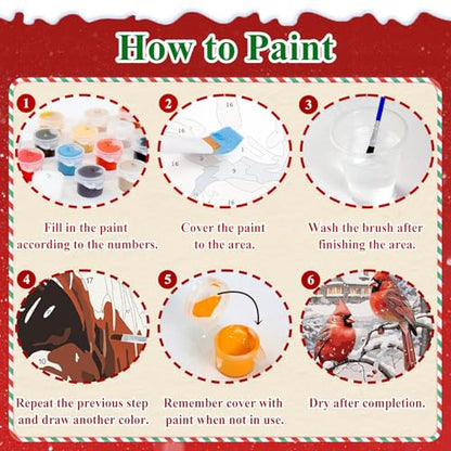 Cardinal Paint by Numbers Kit for Adults Canvas, Paint by Number Christmas - color: Cardinal