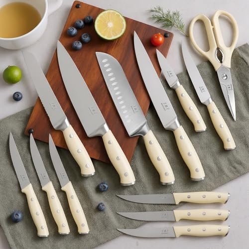 WANGMAZI 15‑Pcs Knife Block Set, Ultra Sharp, Natural Pro - color: 02-Natural Pro