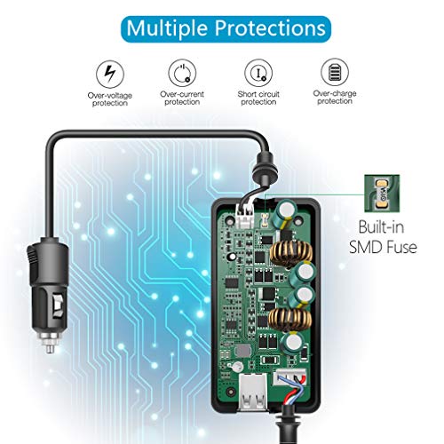 Hanatora Battery Car Charger for DJI Phantom 4/Pro V2.0/Pro+/Advanced/Advanced Plus/Obsidian Drone Battery and Remote Controller, USB Portable Multiple Rapid Charging Hub Accessories