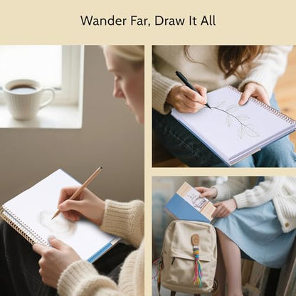Yoment Small Sketch Book 5.5"x8.5",Mini Sketchbook,Spiral Bound,100 Sheets - color: 3-Blue, size: 5.5 x 8.5