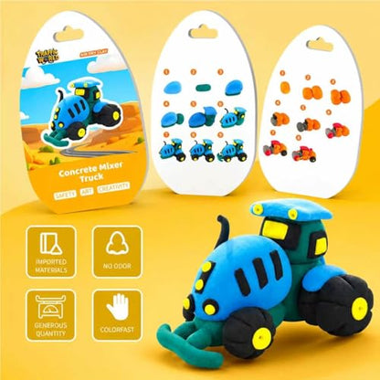 Air Dry Clay Kit for Kids – 12 Pack Construction Vehicles Modeling Clay Set - color: Yellow Traffic Kit