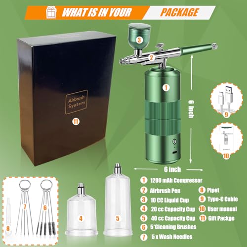 BLEDS Dual-Action Airbrush Kit with Air Compressor, Auto-Stop Air Brush