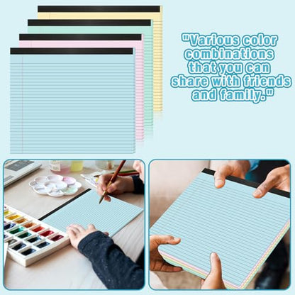 gisgfim 4 Pack 9.5"x 11" Legal Pads College Ruled Notepad - color: Pastel