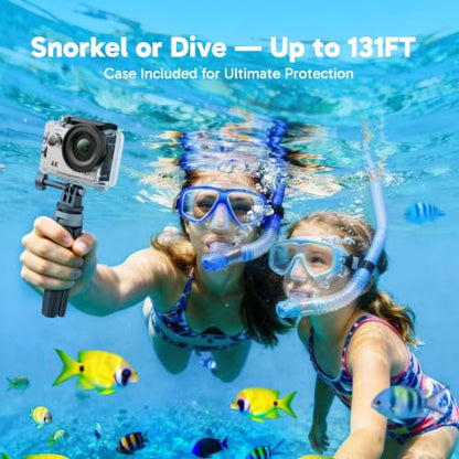 AKASO EK7000 4K30FPS 20MP WiFi Action Camera with EIS Ultra HD 131FT Waterproof Underwater Camera Remote Control 4X Zoom Support External Microphone - color: Silver