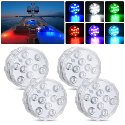 Nilight Marine Boat Light 4 PCS 10LED RGB Wireless Multi Color Lights - color: 4PCS RGB Boat Light