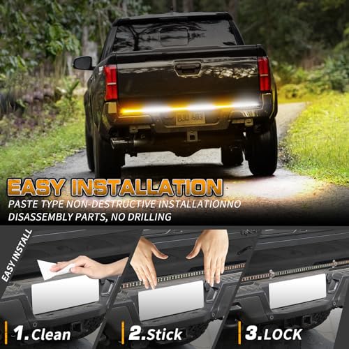 XRIDONSEN 48 inch 288 LED Tailgate Strobe Lights Rear Emergency Lights - color: Amber/White