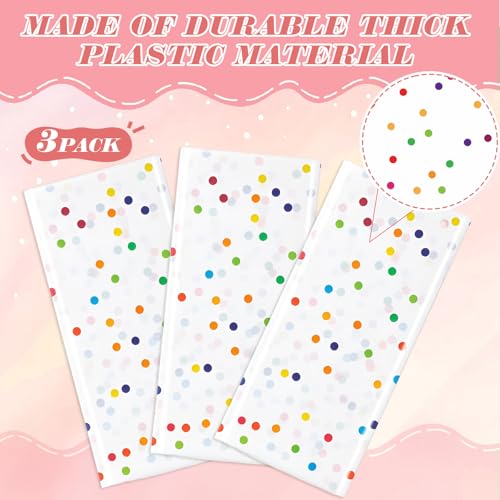 Mindsoft 3 Pcs White Mini Rainbow Polka Dot Plastic Tablecloth Party - color: White, style: Mini Rainbow Polka Dot