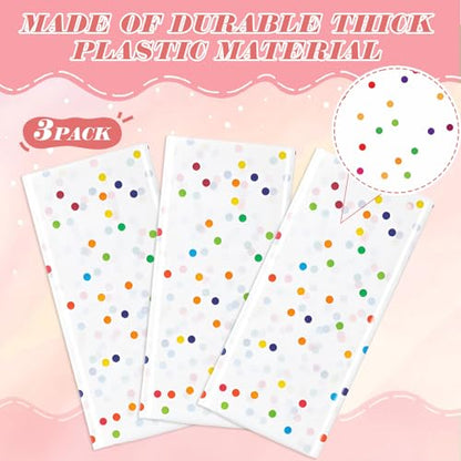 Mindsoft 3 Pcs White Mini Rainbow Polka Dot Plastic Tablecloth Party - color: White, style: Mini Rainbow Polka Dot