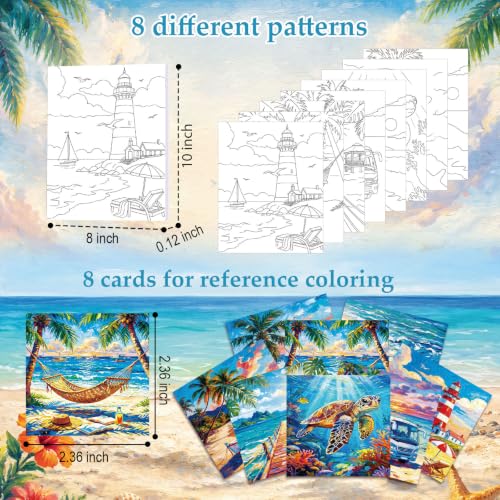 Cholemy 36 Pcs Paint and Sip Kit Gift for Adults 8''x10'',Seaside Scenery - style: Seaside Scenery