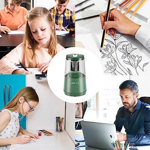JARLINK Electric Pencil Sharpener, Heavy Duty Helical Blade, Auto Stop - color: Green