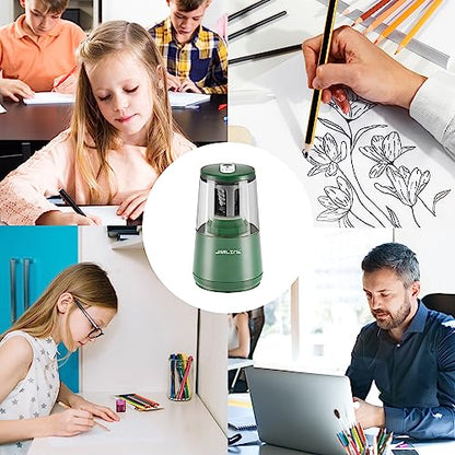 JARLINK Electric Pencil Sharpener, Heavy Duty Helical Blade, Auto Stop - color: Green