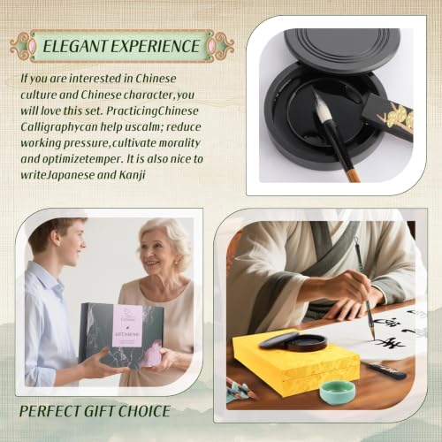 Chinese Calligraphy Brush Set,Calligraphy Kit for Beginner-Yellow - color: Yellow