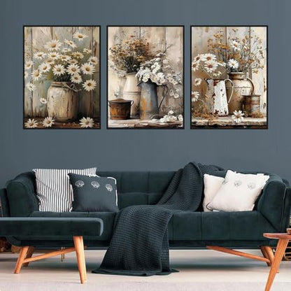Diamond Art Kits for Adults, 3 Packs Rustic Flowers Diamond Painting Kits - color: Retro Flowers Vase, size: 3 packs-30*40cm