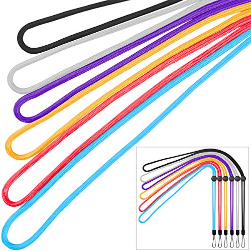 YOUOWO 6Pack 6Colours Adjustable Neck Lanyards,Circular,Multicolor - color: Black, Gray, Purple, Red, Blue, Yellow