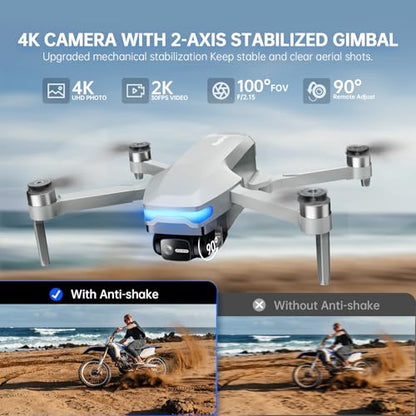 Drones with Camera for Adults 4K, Foldable Beginner Drone with Brushless Motor, Auto Follow, Tap Fly, Circle Fly, One Key Start, Under 249g