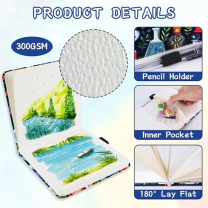 5x5 Watercolor Sketchbook,Mixed Media Pad,Travel Portable Drawing Journal - color: Magic Bottle