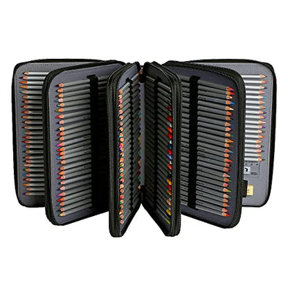 250 Slots Pencil Case 5-Layer Zipped Holder w/Handle - color: Black, size: 250