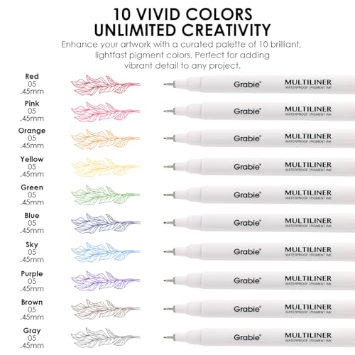 Grabie Micro Fineliner Pens, Set of 20 Multicolor Waterproof Drawing Pens - color: 20-Multicolor