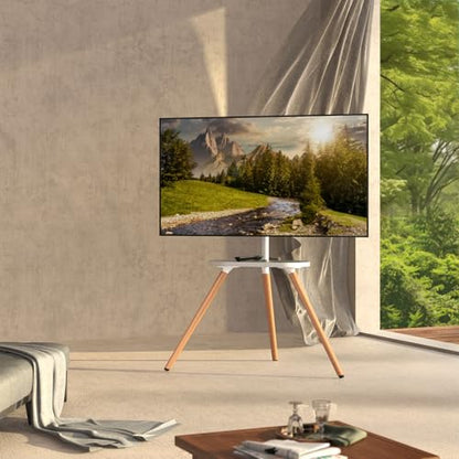 Easel TV-Stand for 43-65‘‘ TVs - Portable, Swivel, Tripod, White - color: White