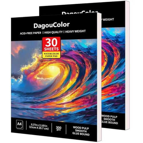 DagouColor Watercolor Paper Pad, 30 Sheets - Ocean Blue, A4, 2 Pack - color: Ocean Blue