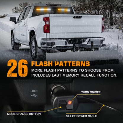 XRIDONSEN 2X 17.7 inch Traffic Advisor Light Bar 144 LED Strobe Lights - color: Amber/White