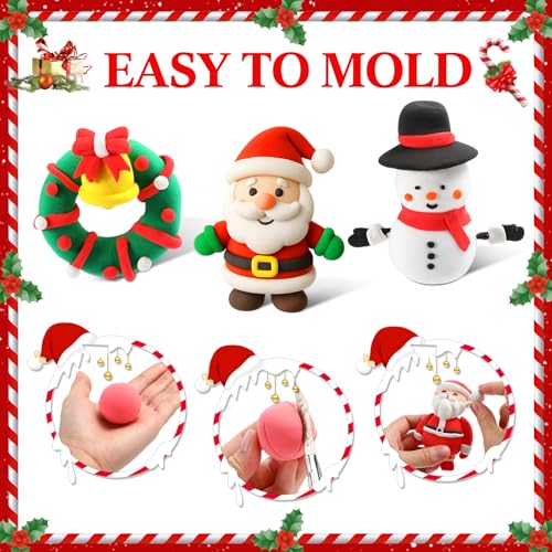 Capoda 18 Set Christmas DIY Craft Kit Christmas Air Dry Clay Kit - style: Christmas