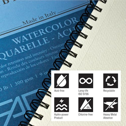 Fabriano 1264 Watercolor Pad, Bright White - size: 9 x 12