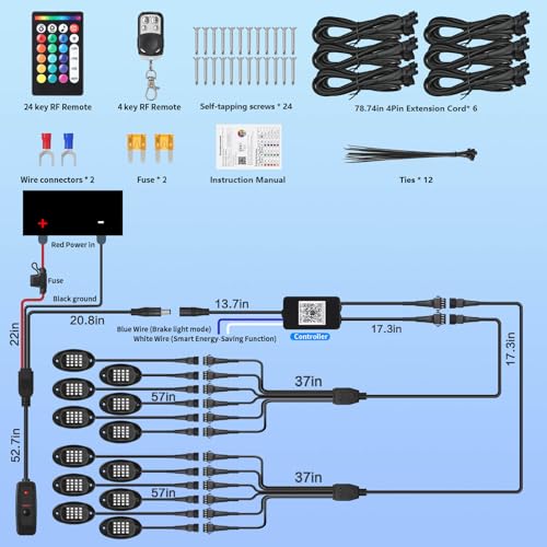 12Pods RGB LED Rock Lights Multicolor Underglow Accent Light Kit 12V - size: 12Pods