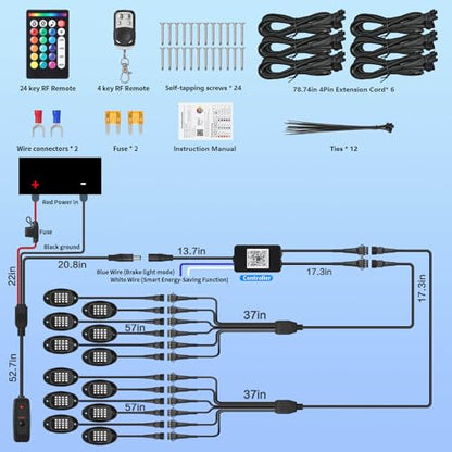 12Pods RGB LED Rock Lights Multicolor Underglow Accent Light Kit 12V - size: 12Pods