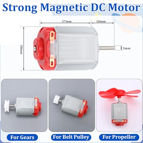 Soulchen 8 Set 157 Pcs Dc Motors Kit, Mini Hobby Electric Motor 3v -6v Electric Rectangular Mini Motor with Propellers Plastic Gears Aa Battery Holder Rocker DIY Science Project Kit for DIY Projects