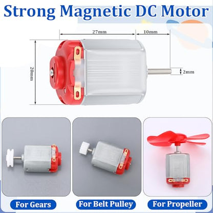 Soulchen 8 Set 157 Pcs Dc Motors Kit, Mini Hobby Electric Motor 3v -6v Electric Rectangular Mini Motor with Propellers Plastic Gears Aa Battery Holder Rocker DIY Science Project Kit for DIY Projects
