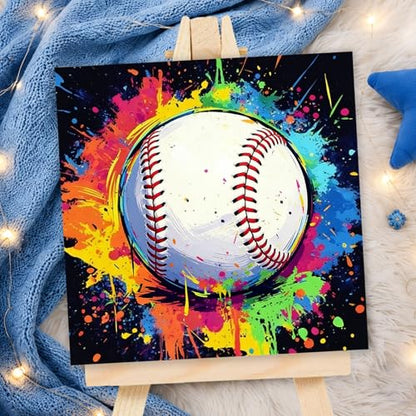 AUKELHJ Paint by Numbers Kit for Kids with Frame, Baseball, 8X8 inch - color: 06-Baseball