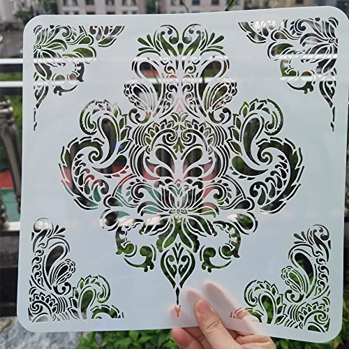 Floral Stencil 12x12 Inch, Large Reusable Stencil for DIY Crafts - style: FLB