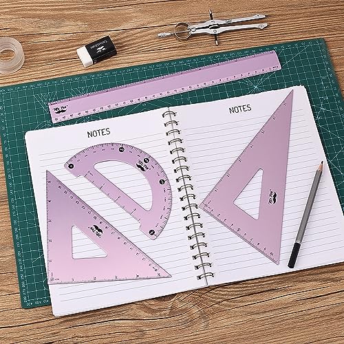 Mr. Pen- Metal Geometry Kit, 4 Pack, 45° & 30°/60° Set Squares - color: Blue Magenta Color