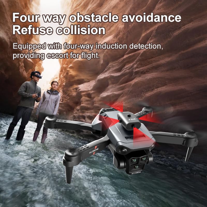 K6 Max FPV Foldable Drone 4K HD Camera, Optical Flow Hovering, 360° Roll, One-Key Start, 2 Batteries, 100m Range, for Adults and Teens 14+