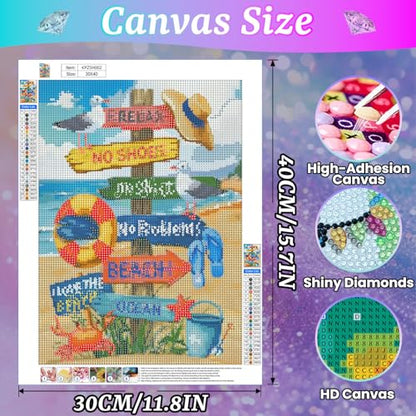 Artykapby Diamond Art Kits for Adults Beach,Beach Diamond Painting12x16inch - color: KPZSH002