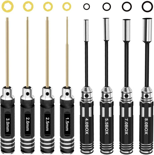 RC Hex Driver Set Tools Kit - 8pcs Titanium Allen Screwdriver 1.5mm-8.0mm for Car, Quadcopter, Drone, Boat - style: 8pcs Screwdrivers