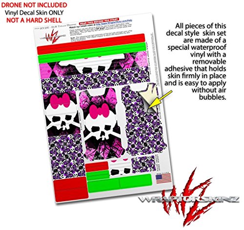 Skin Decal Wrap 2 Pack Compatible with DJI Ryze Tello Pink Diamond Skull Drone NOT Included