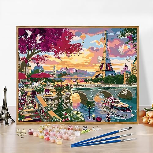 QUITEDEW Eiffel Tower Paint by Number Kit for Adults,16x20 Inch - color: A6-eiffel tower